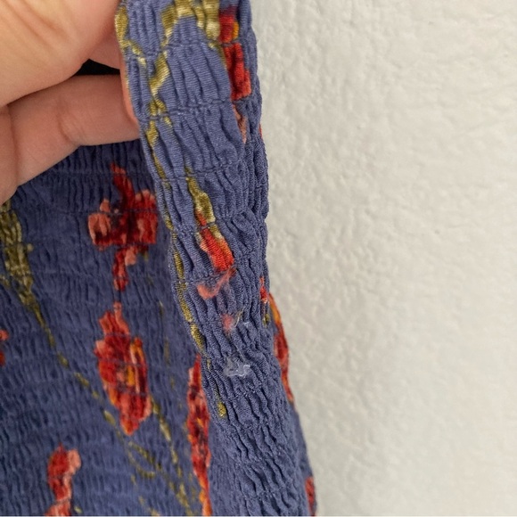 ASTR the Label Womens Dolman Smocked Mini Dress Small Floral Blue Size Small - Picture 12 of 12